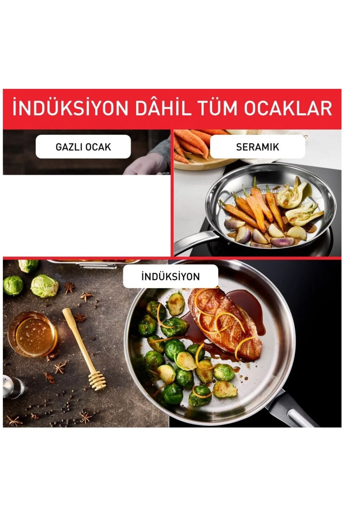 Duetto İndüksiyon Tabanlı 8 Parça Çelik Tencere Seti