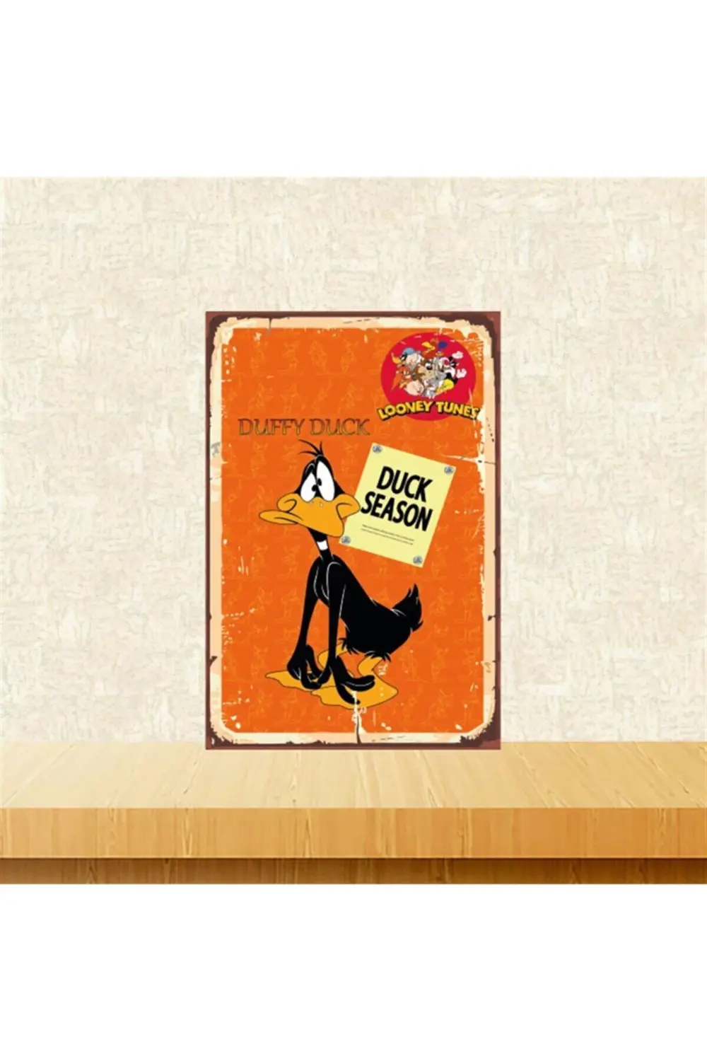 Duffy Duck Duck Season Tasarımlı 20-30 cm Retro Ahşap Tablo Tkfx5