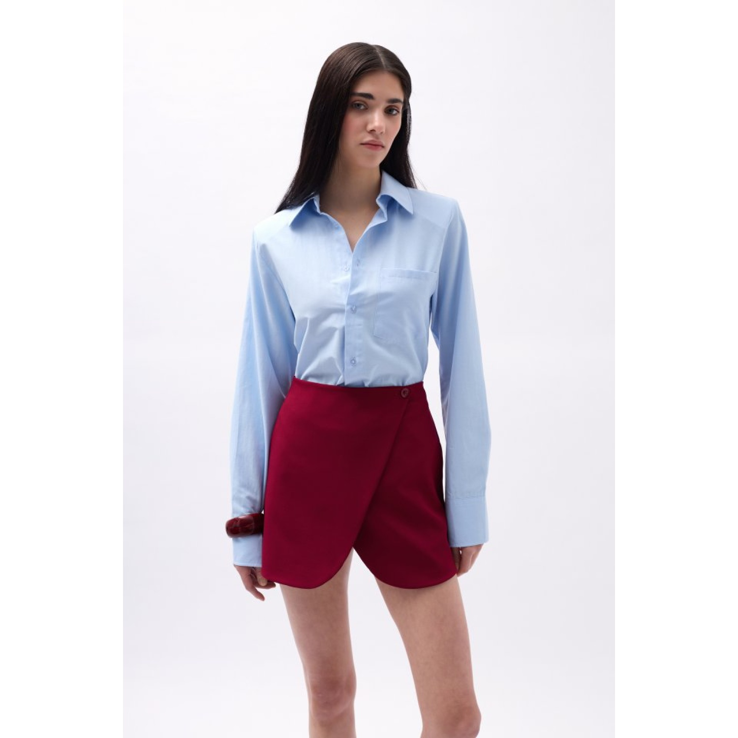 Düğme Detay Anvelop Mini Etek Düğme Detay Anvelop Mini Etek