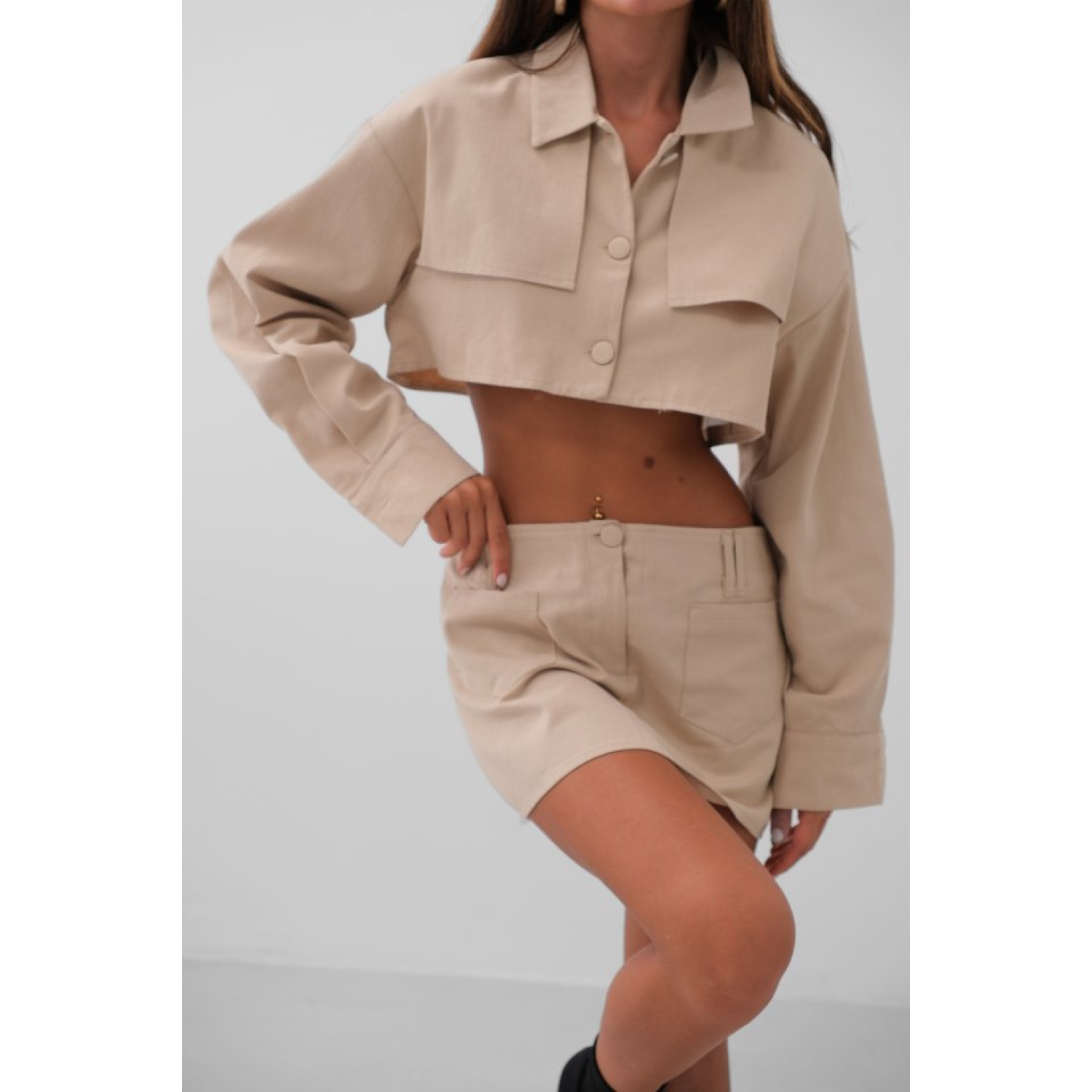 Düğme Detay Crop Ceket Düğme Detay Crop Ceket