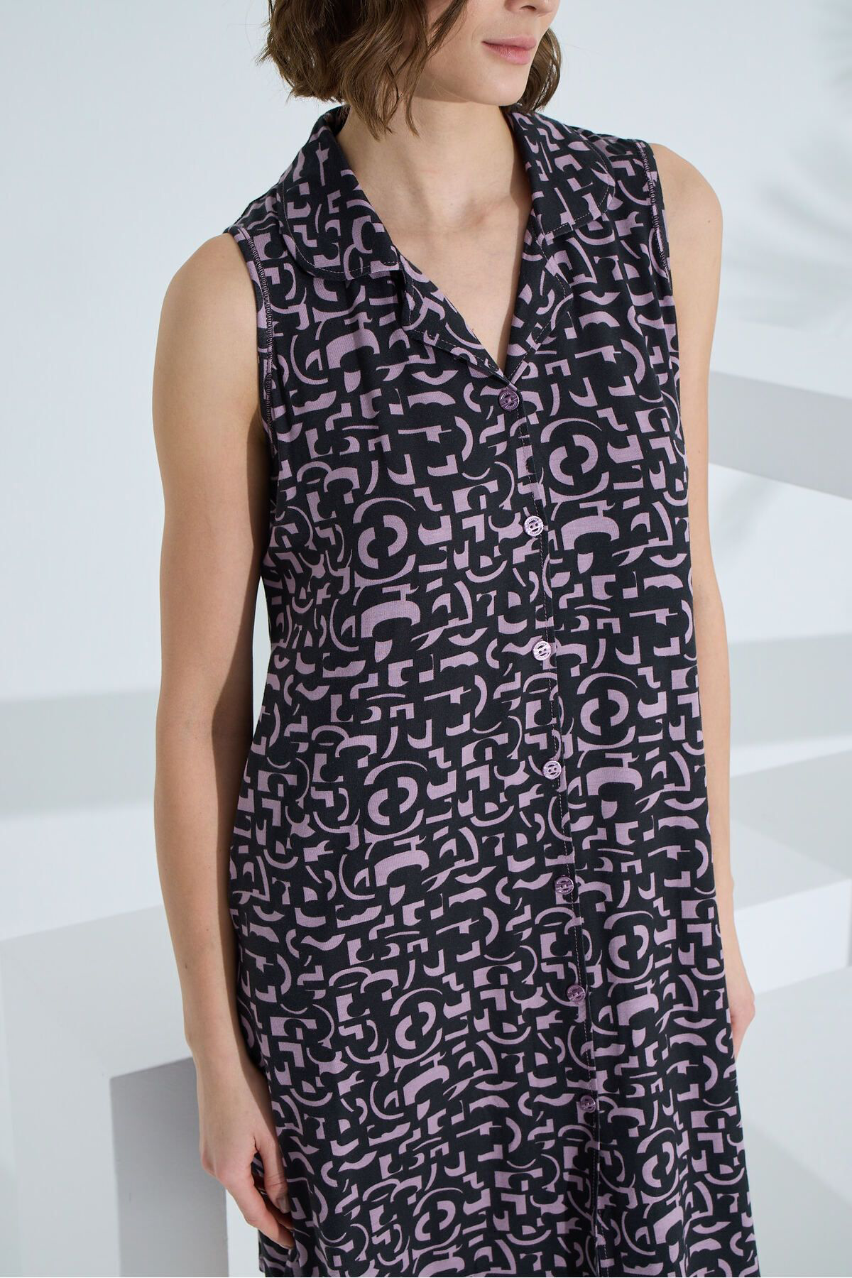 Etoile Düğmeli Kolsuz Cepli Bambu Kadın Elbise Yazlık