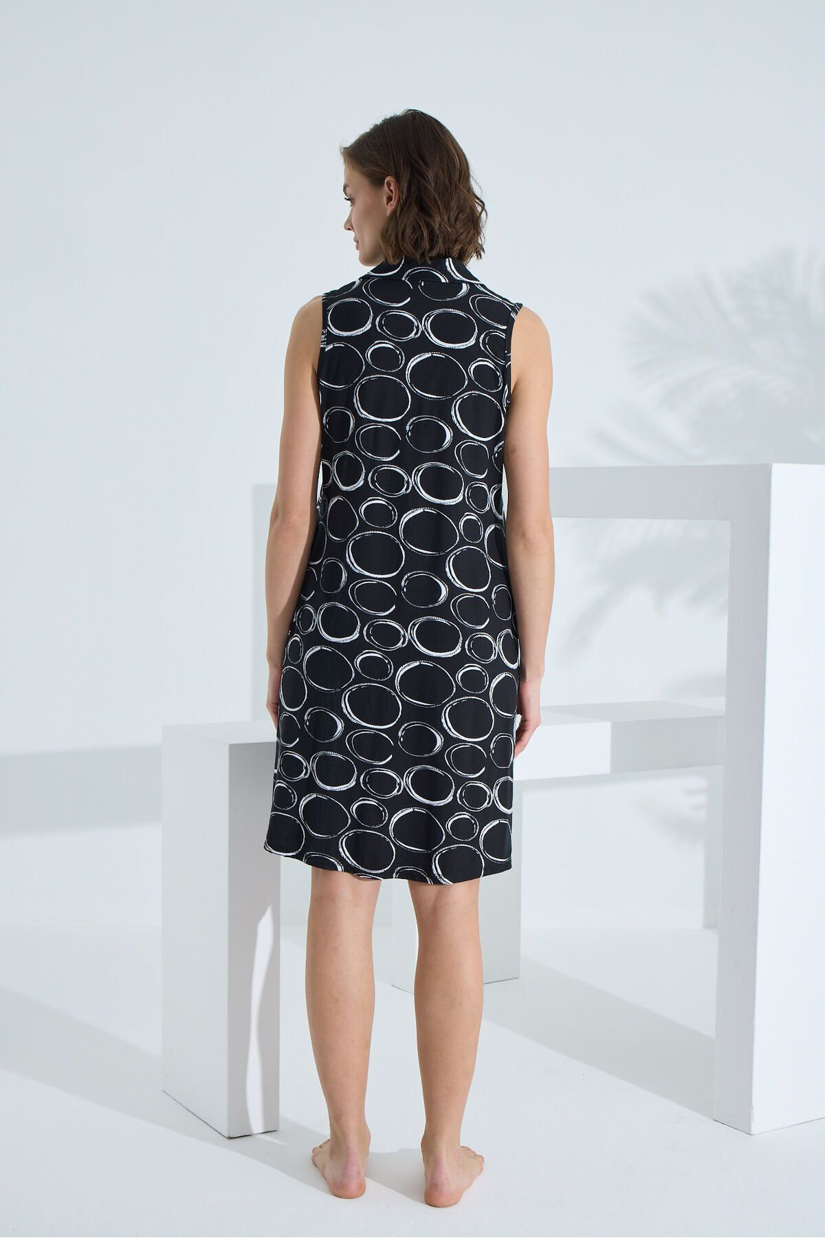 Etoile Düğmeli Kolsuz Cepli Bambu Kadın Elbise Yazlık