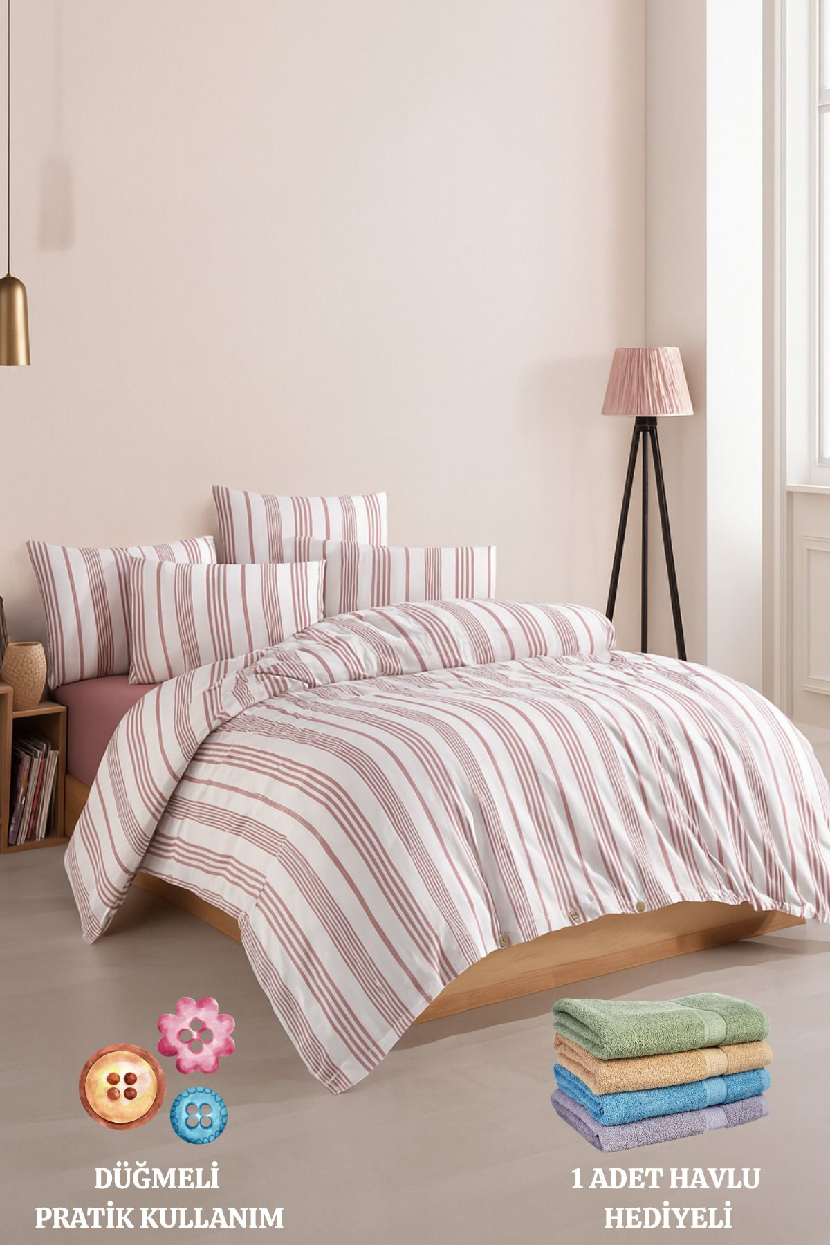 Formeya Düğmeli Lastikli Çarşaflı Pamuklu İpliği Boyalı Tek Kişilik Nevre