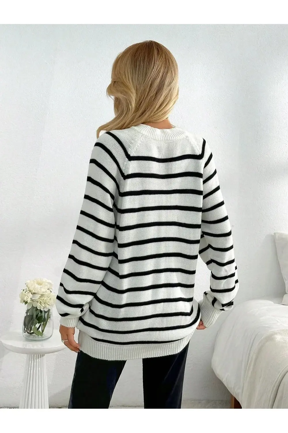 DÜĞMELİ YARIM BALIKÇI REGLAN KOL  KADIN TRİKO KAZAK