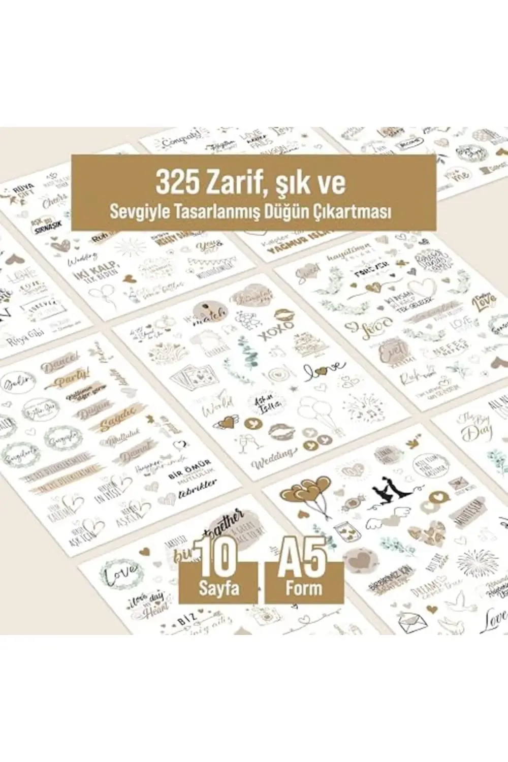 Düğün Sticker Seti, 325 Adet Çıkartma, Misafir, Konuk Defteri vey