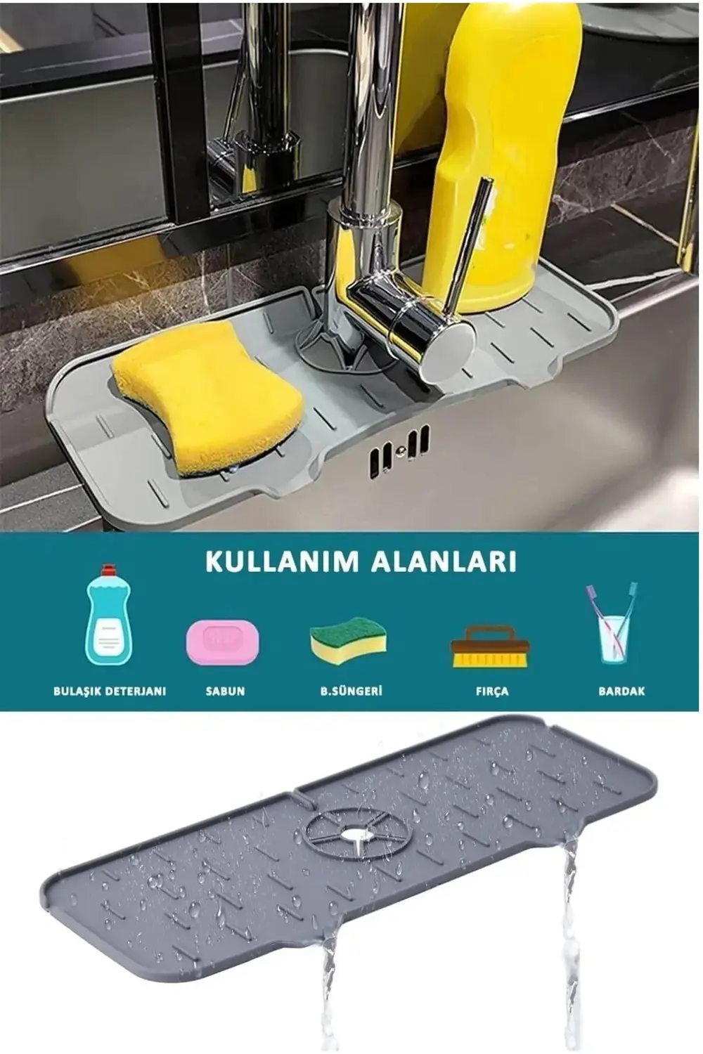 Dükkanönü Su Tutucu Musluk Matı Mutfak Ve Banyo Koruyucu Lavabo M