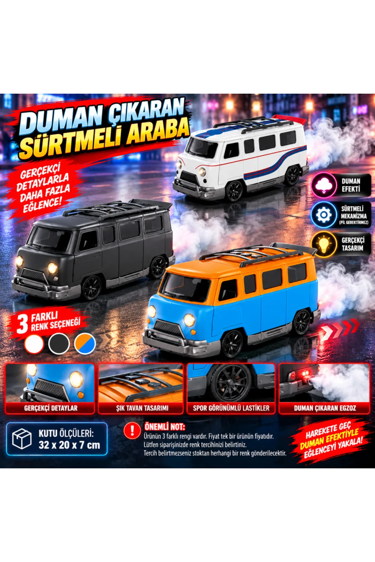 Duman Çıkaran Sürtmeli Araba adet fiyatıdır - Görsel 2