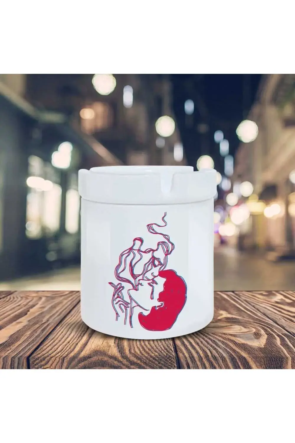 Duman Sevgili Küllük Illüstrasyon Baskılı Kül Tablası K-70