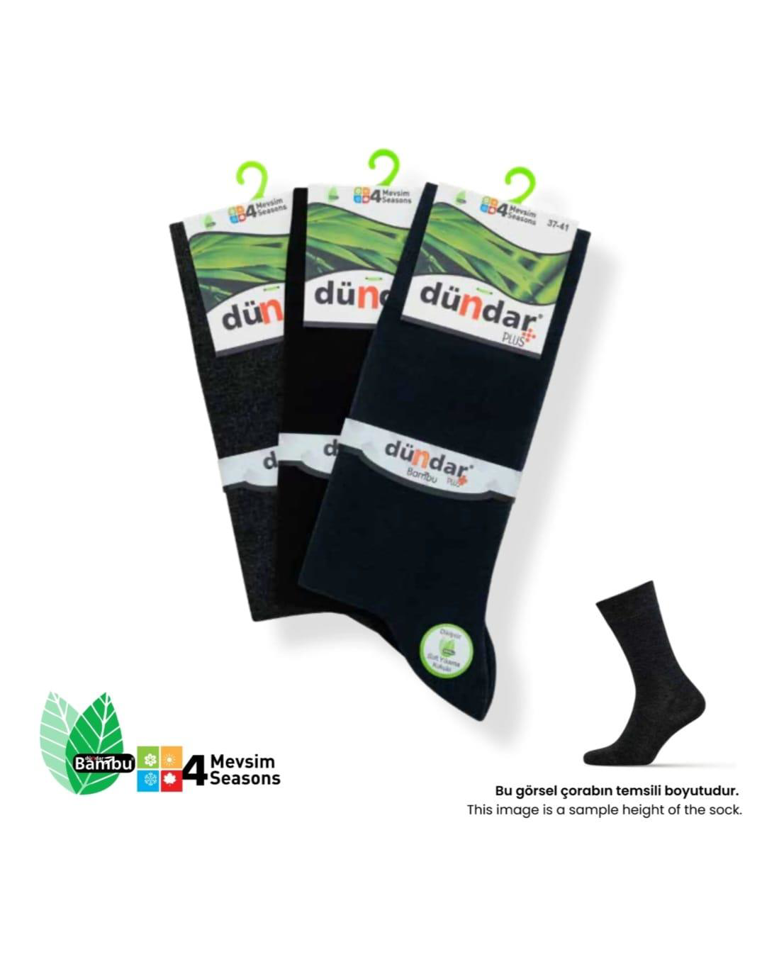 DÜNDAR PLUS 4780 ERKEK BAMBU 4 MEVSİM ÇORAP 6 ADET