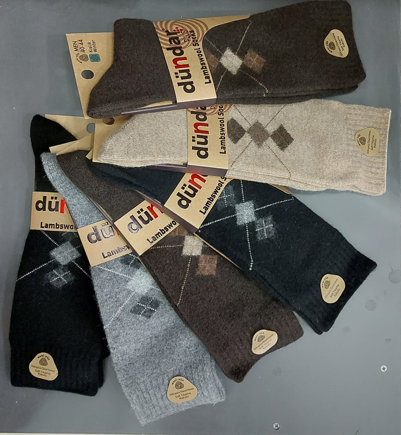DÜNDAR PLUS 5909 ERKEK KIŞLIK LAMBSWOOL YÜN ÇORAP 12 ADET