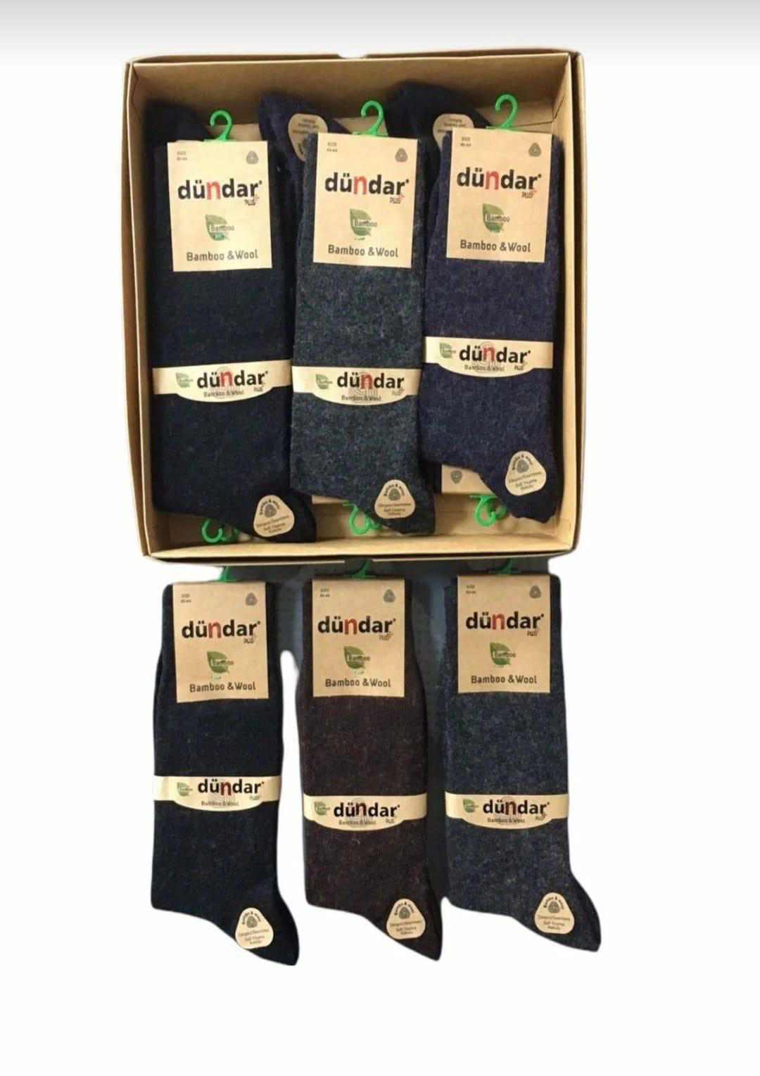 DÜNDAR PLUS 5923 ERKEK BAMBU WOOL YÜN ÇORAP 12 ADET