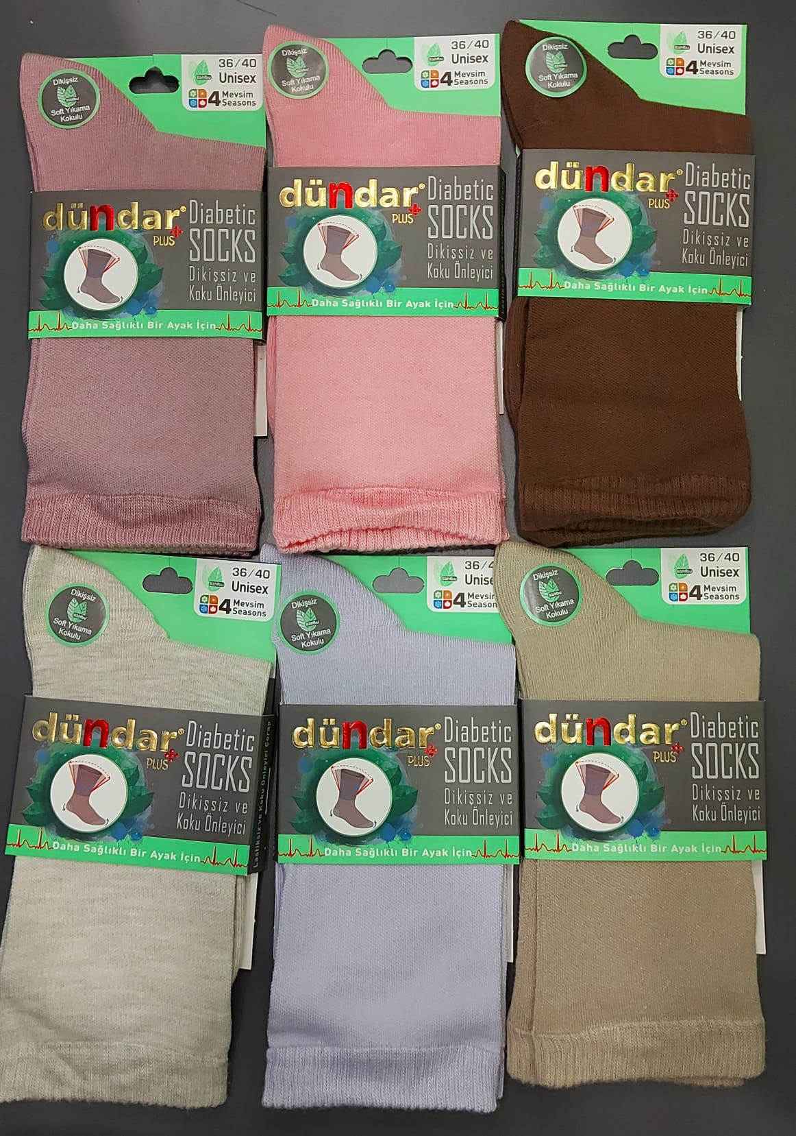 DÜNDAR PLUS 6999 UNİSEX BAMBU DİYABETİK DİKİŞSİZ 4 MEVSİM ÇORAP 6