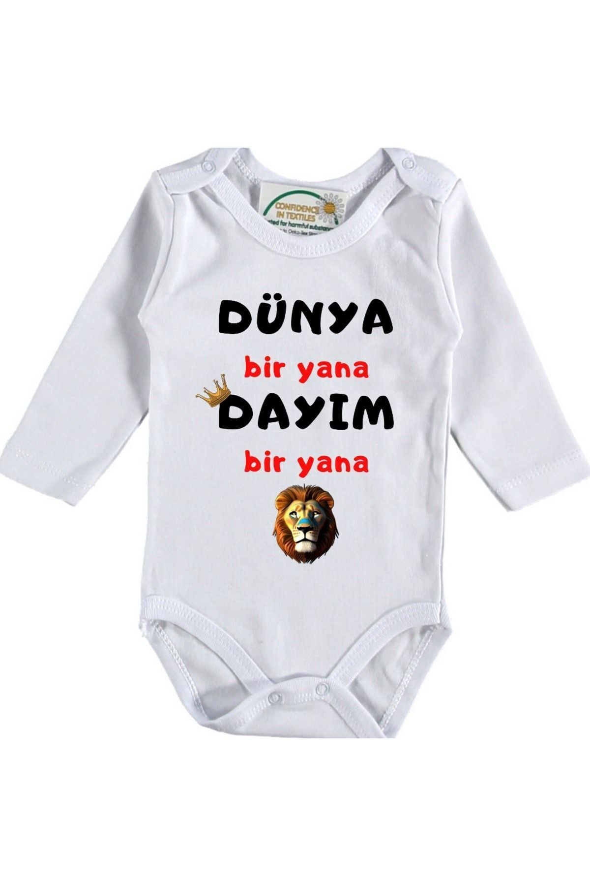 Dünya Bir Yana Dayım Bir Yana Yazılı Bebek Zıbın