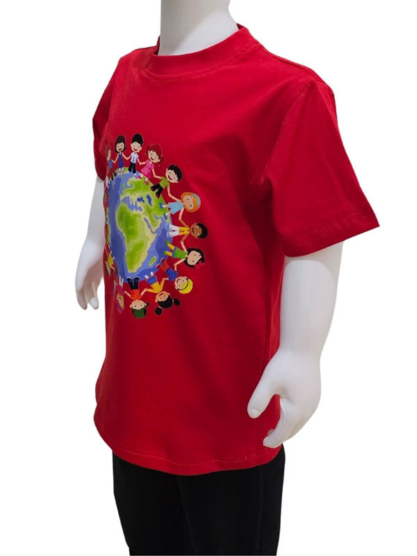 Kostüm Sarayı Dünya Çocukları Baskılı Kırmızı Tişört
