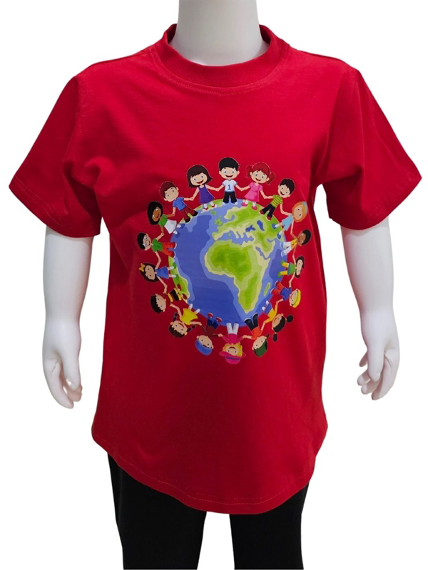 Kostüm Sarayı Dünya Çocukları Baskılı Kırmızı Tişört