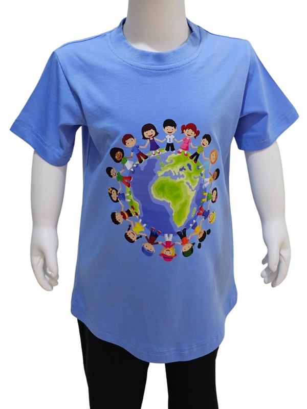 Kostüm Sarayı Dünya Çocukları Baskılı Mavi Tişört