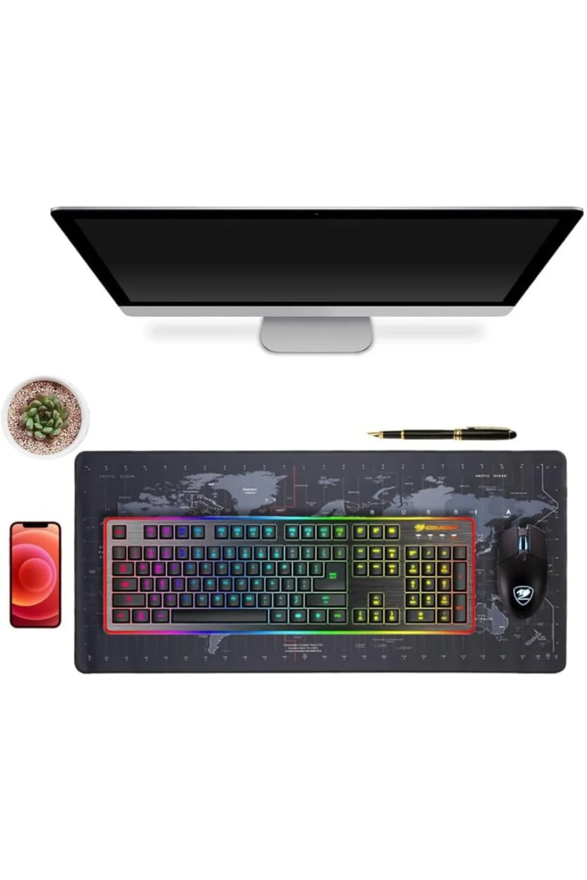 Dünya Haritası Ekstra Büyük Genişletilmiş Kaymaz Kauçuk Oyun Mouse Pad & Klavye Mas