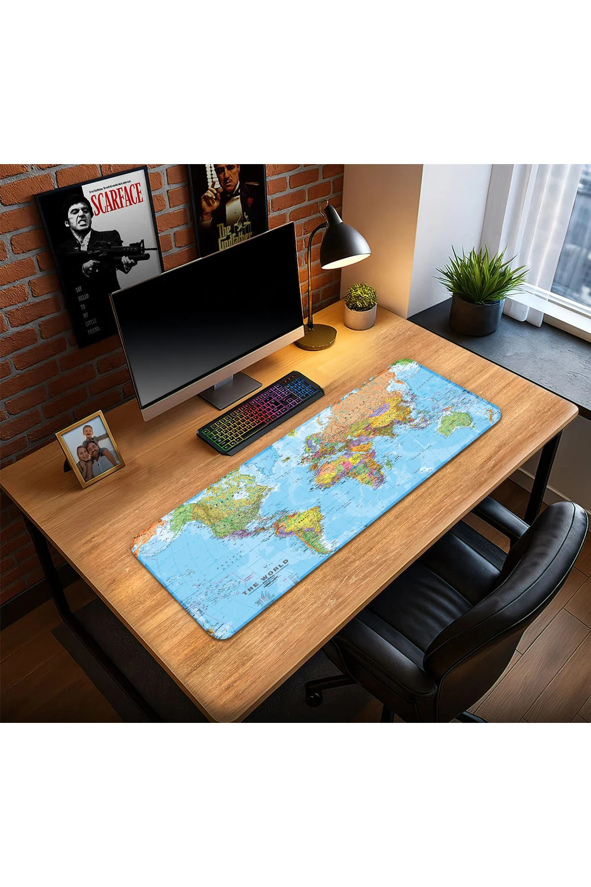 Dünya Haritası Oyun Gaming Klavye Mouse Pad Masa Matı 70x30 cm
