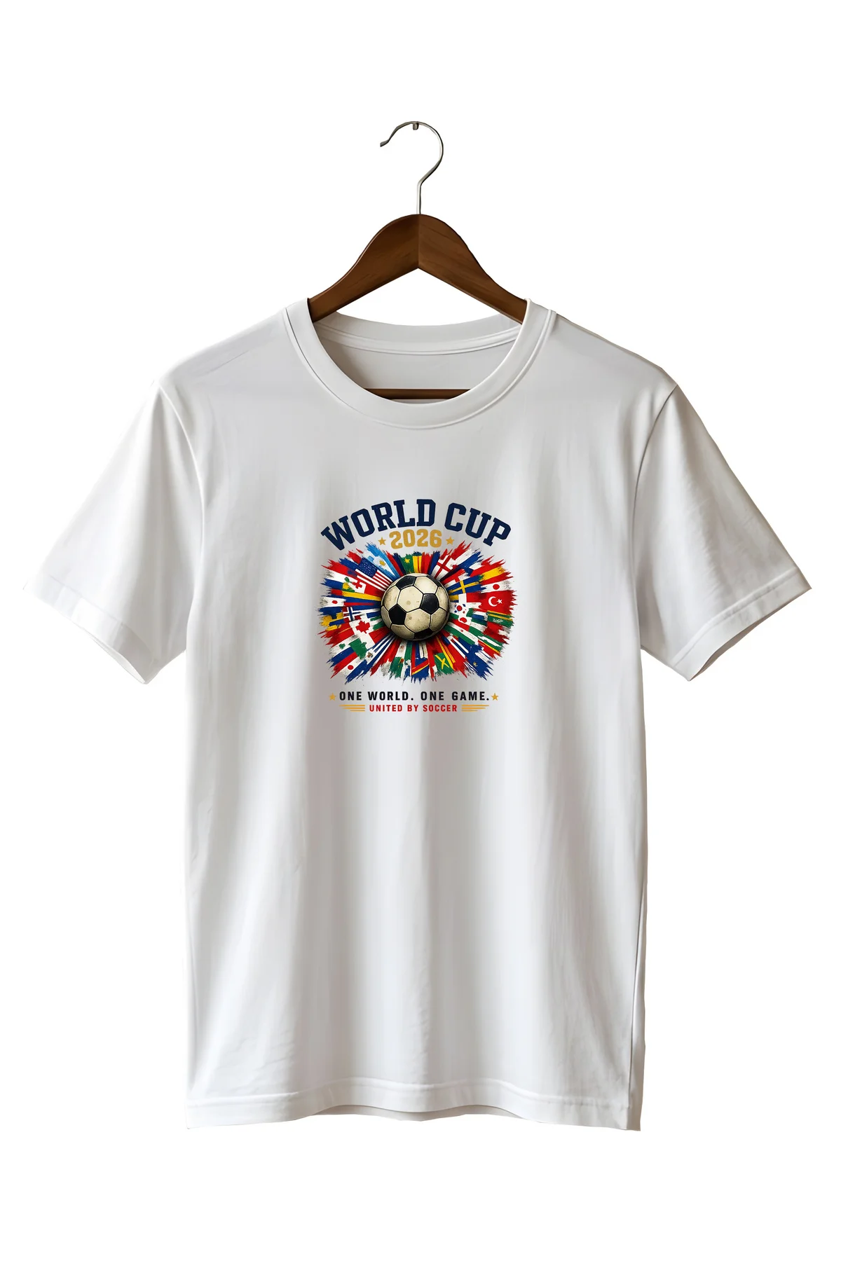 Dünya Kupası 2026 Bayraklı Baskılı Tişört Unisex Futbol Hatıra Ts