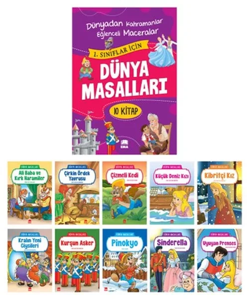 Dünya Masallar Seti 1.ve 2. Sınıflar İçin Eğik El Yazılı - (10 Kitap Takım Büyük Boy) Dünya Masallar Seti 1.ve 2. Sınıflar İçin Eğik El Yazılı - (10 Kitap Takım Büyük Boy)