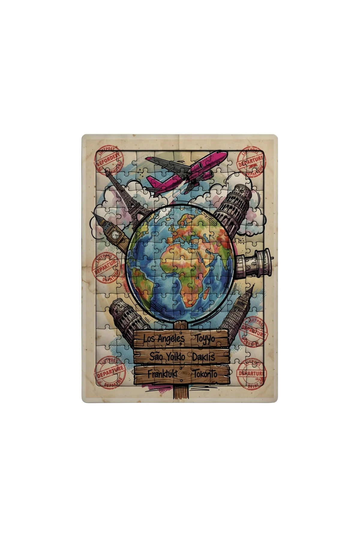 Dünya Seyahati 99 Parça Ayaklı Puzzle – Dekoratif Çocuk Yapbozu 019