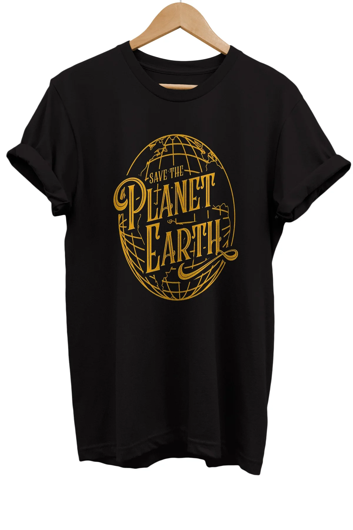 Dünyayı Kurtar Baskılı %100 Pamuk Basic T-shirt Normal Beden Tişö