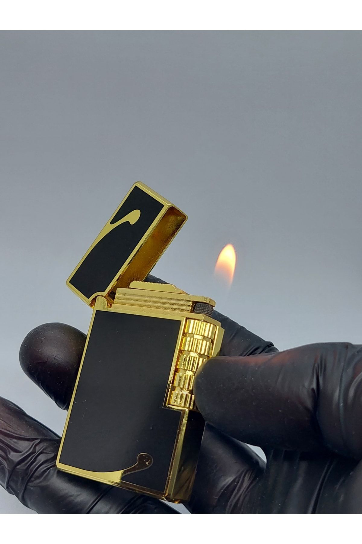 Pnp Dupont Tipi Çakmak Yandan Çarklı Çakmak Aksesuar Çakmak Siyah Ve 