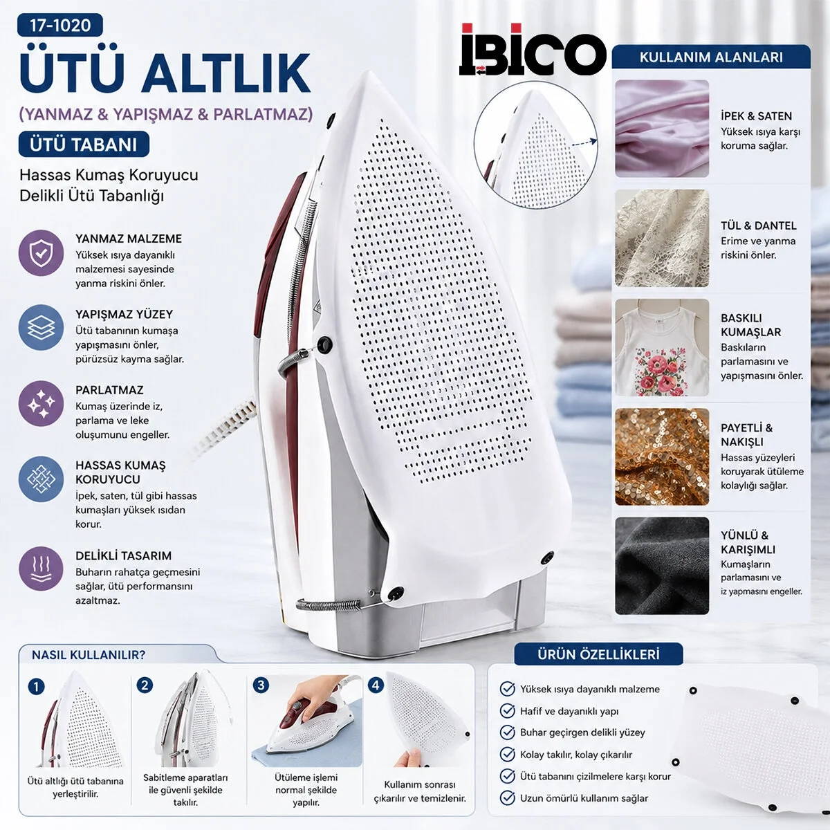 Durable Nonstick Ütü Altlık Yanmaz - Yapışmaz - Parlatmaz Ütü Tabanı Bx40 Fiyatı, Yorumları ve Özellikleri