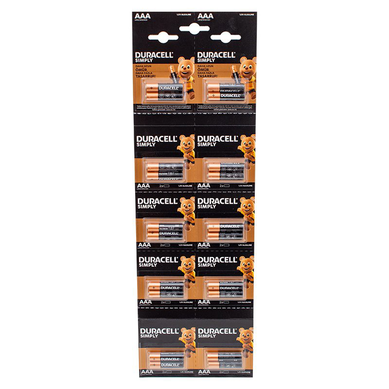 Duracell 1.5V İnce AAA 20'li Alkalin Pil LR03/MN20 Duracell 1.5V İnce AAA 20'li Alkalin Pil LR03/MN20