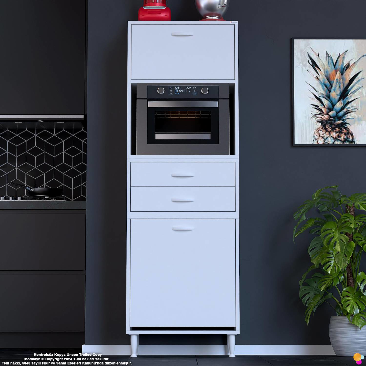 Duru 65 cm Çok Amaçlı Fırın Dolabı Sepetli Kapaklı 2 Çekmeceli Do Duru 65 cm Çok Amaçlı Fırın Dolabı Sepetli Kapaklı 2 Çekmeceli Do - Görsel 3