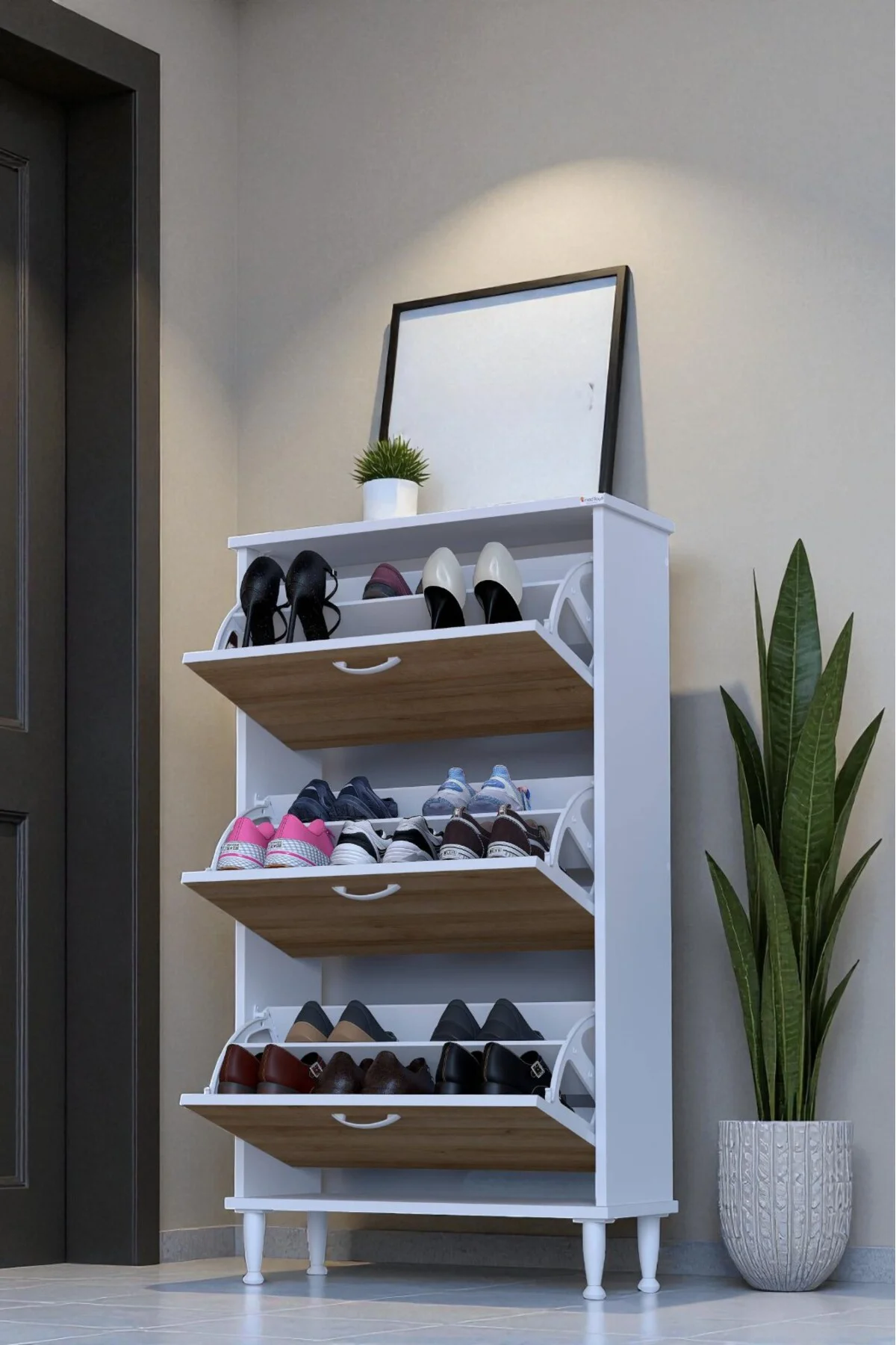 Duru 72 cm Genişlikte Meşe Renk Ayaklı Ayakkabılık Antre/Kapı Önü Duru 72 cm Genişlikte Meşe Renk Ayaklı Ayakkabılık Antre/Kapı Önü