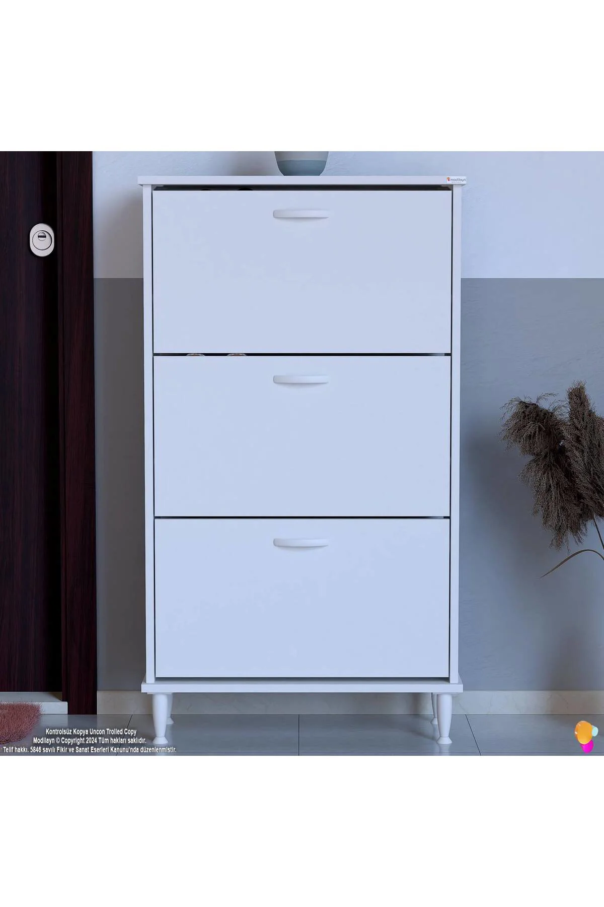 Duru 72 cm Genişlikte Beyaz Renk Ayaklı Ayakkabılık Antre/Kapı Ön Duru 72 cm Genişlikte Beyaz Renk Ayaklı Ayakkabılık Antre/Kapı Ön