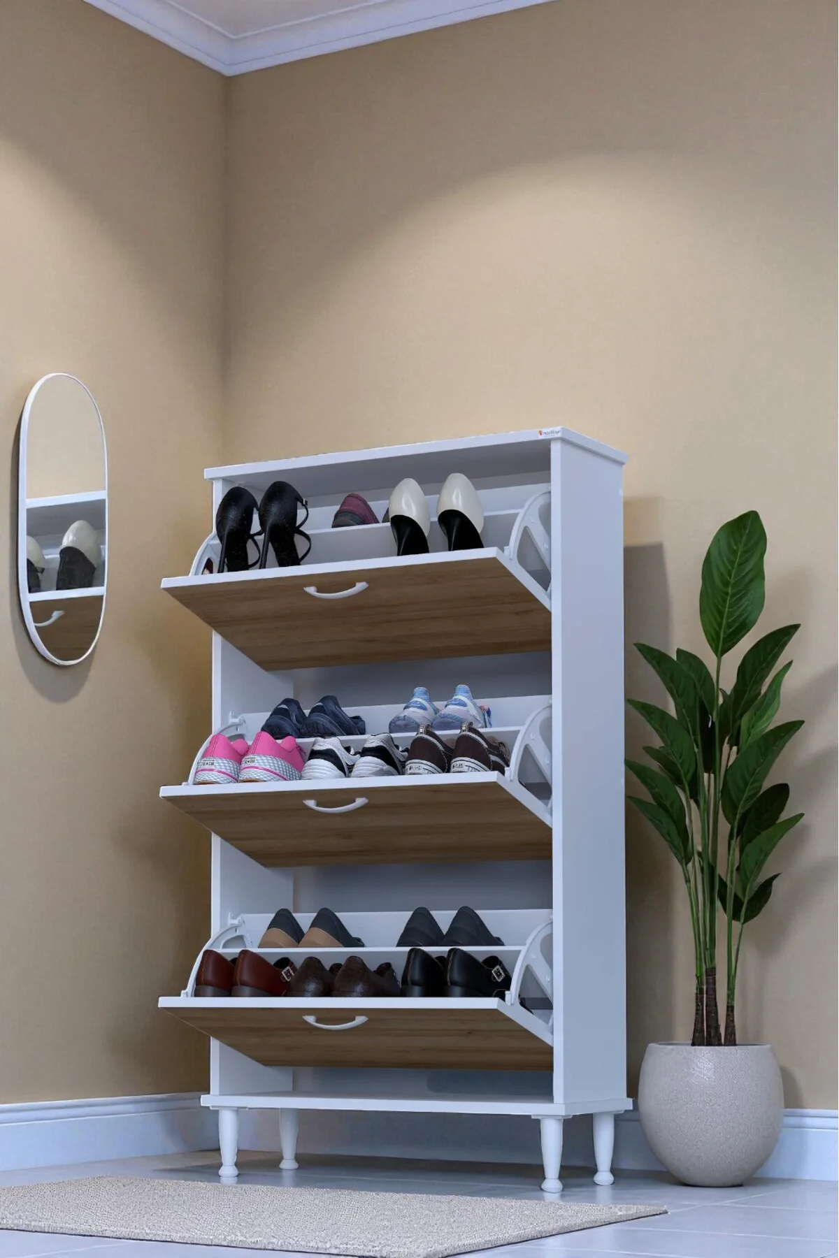 Duru 72 cm Genişlikte Meşe Renk Ayaklı Ayakkabılık Antre/Kapı Önü Duru 72 cm Genişlikte Meşe Renk Ayaklı Ayakkabılık Antre/Kapı Önü