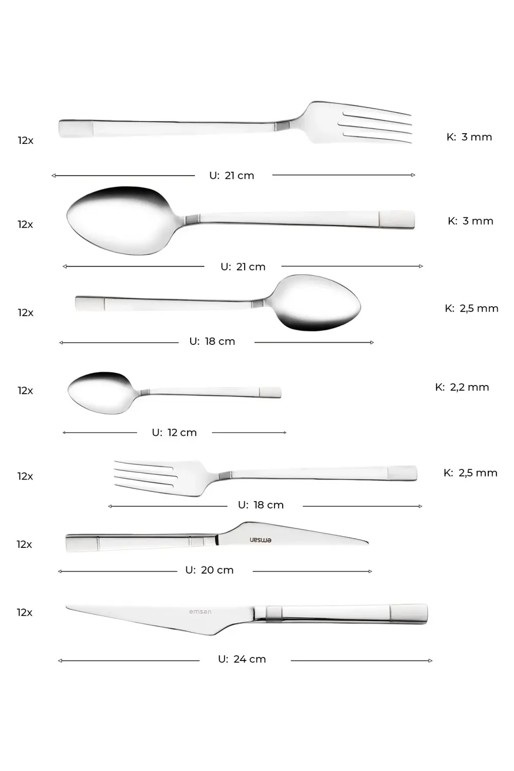 Duru 84 Parça 12 Kişilik Lüks Kutulu Çatal Kaşık Bıçak Seti