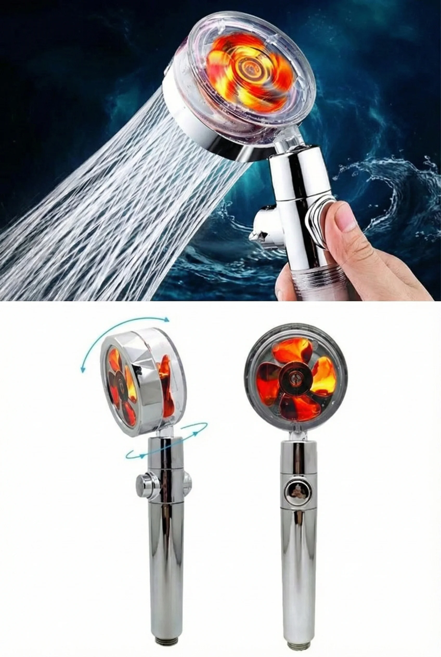 Duş Başlığı Turbo Pervaneli Serinletici Tasarım