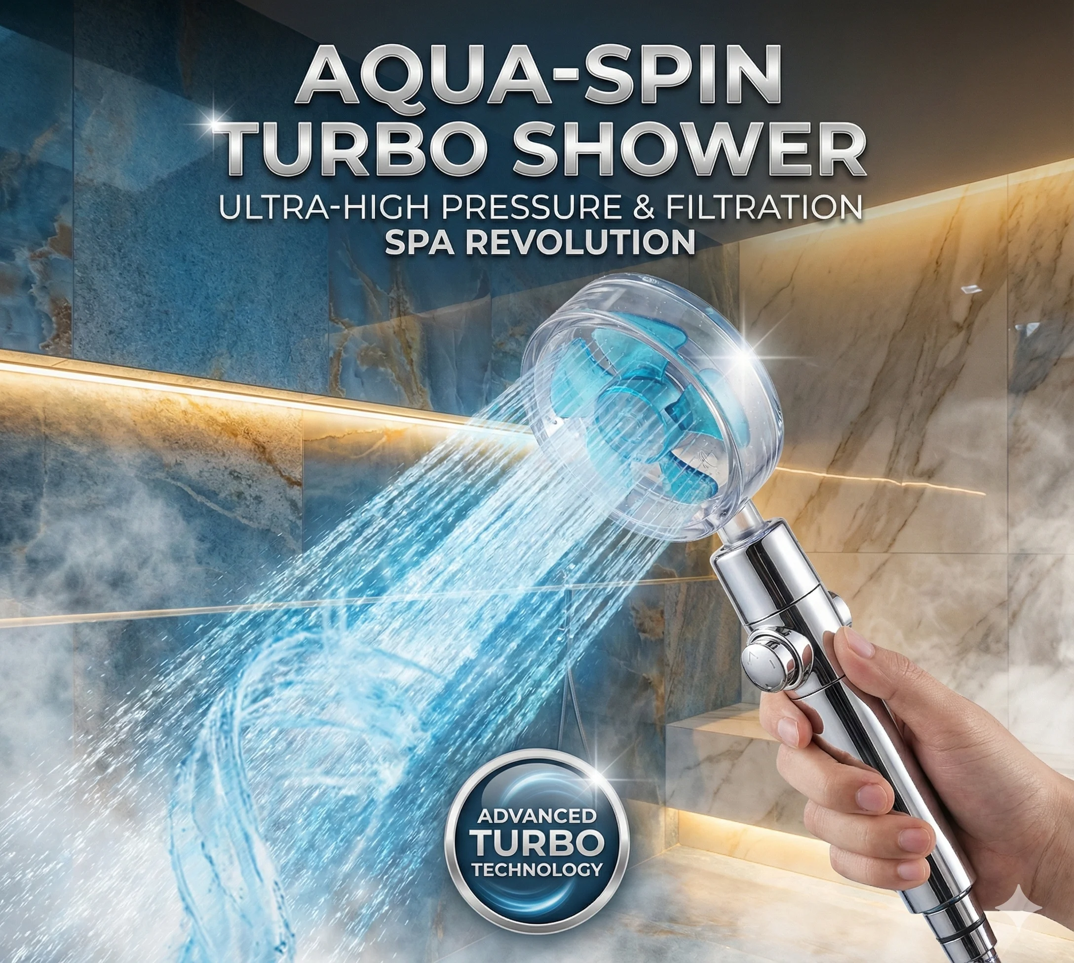 Duş Başlığı Turbo Pervaneli Serinletici Tasarım
