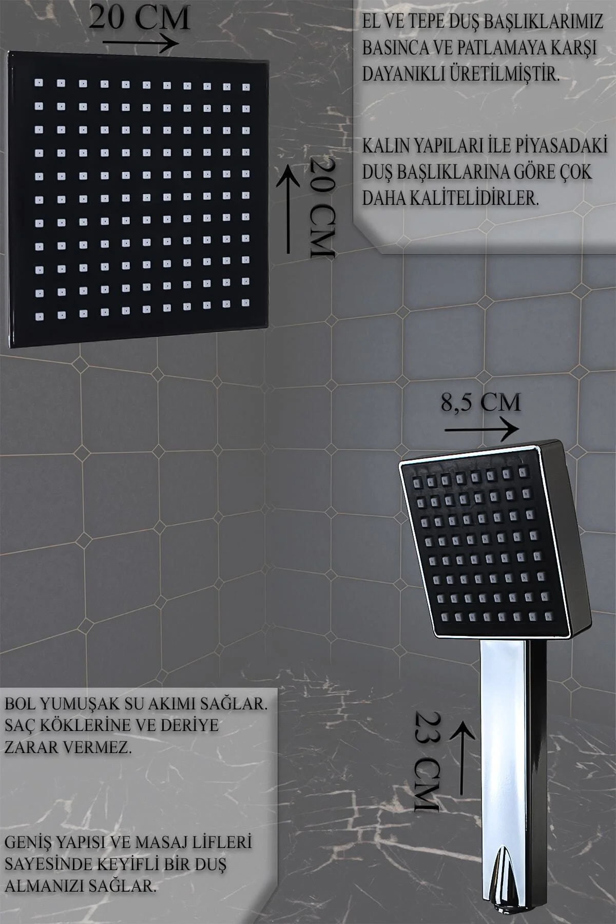 Duş Başlıkları Kare Model El Ve Tepe Duşu Kalın Robot Duş Seti Sürgülü Duş Başlığı Banyo Seti Duş Başlıkları Kare Model El Ve Tepe Duşu Kalın Robot Duş Seti Sürgülü Duş Başlığı Banyo Seti