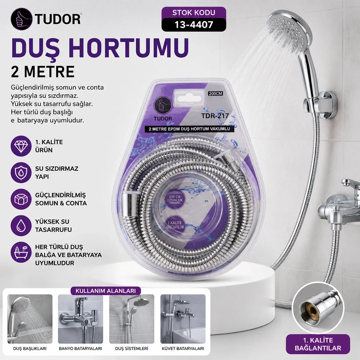 Duş Hortumu 200cm Vakumlu Ambalaj Bx40 Fiyatı, Yorumları ve Özellikleri