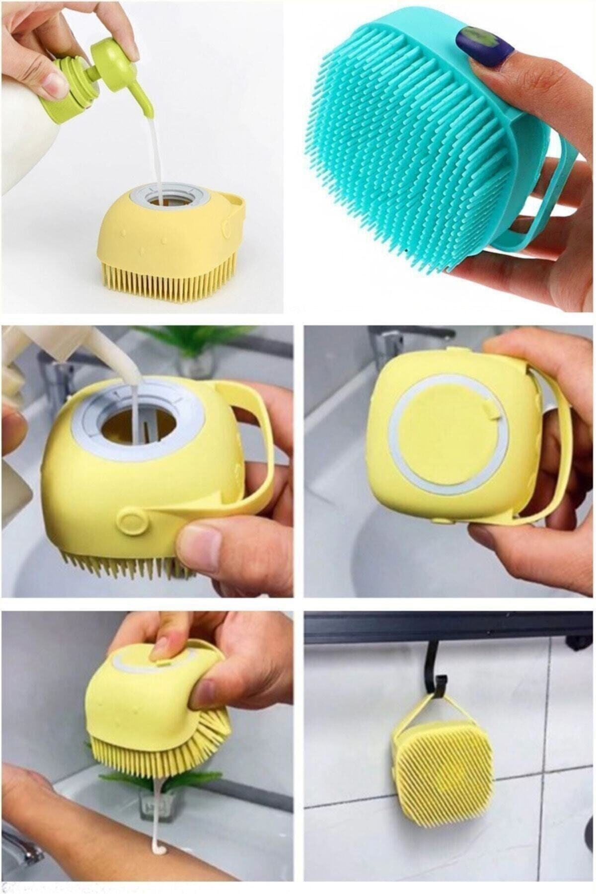 Duş Jeli Hazneli Silikon Fırça Kese Çok Amaçlı Vücut Temizleme Ke