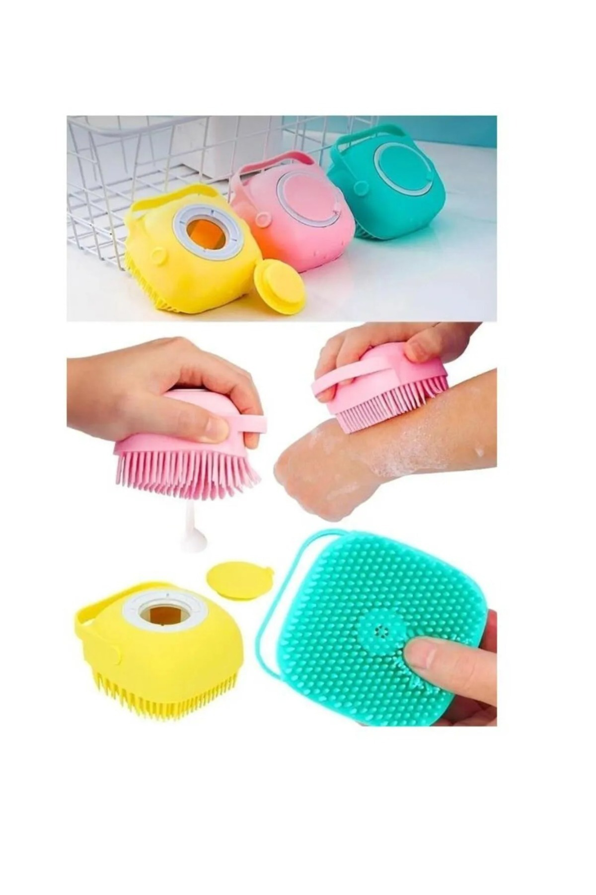 Duş Jeli Hazneli Silikon Fırça Kese Çok Amaçlı Vücut Temizleme Ke