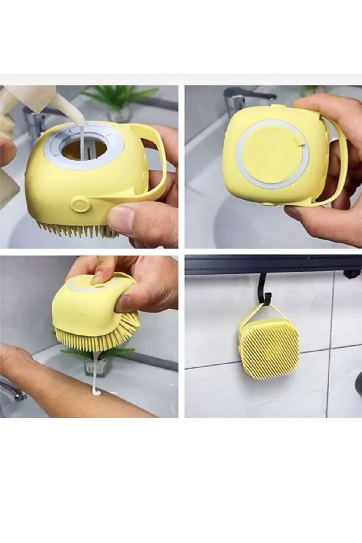 Duş Jeli Hazneli Silikon Fırça Kese Çok Amaçlı Vücut Temizleme Ke