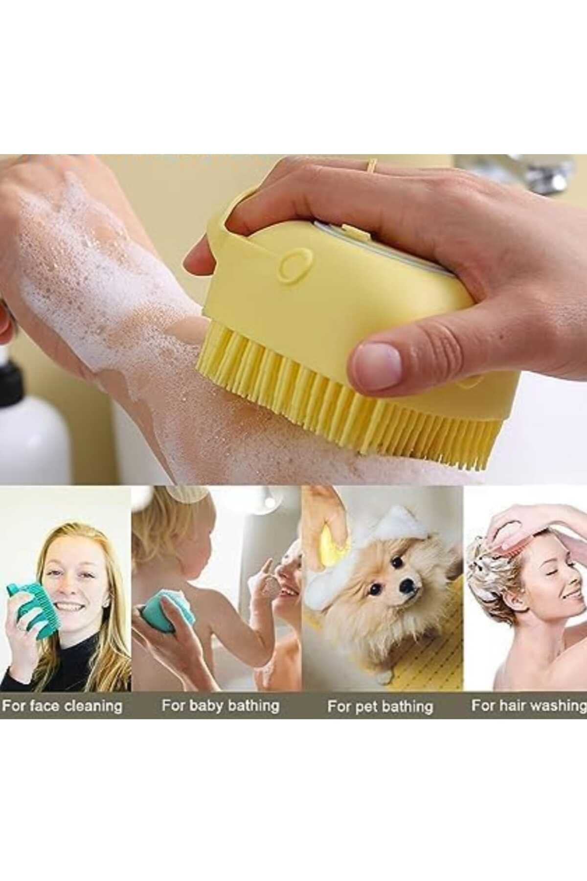 Duş Jeli Hazneli Silikon Fırça Kese Çok Amaçlı Vücut Temizleme Pe