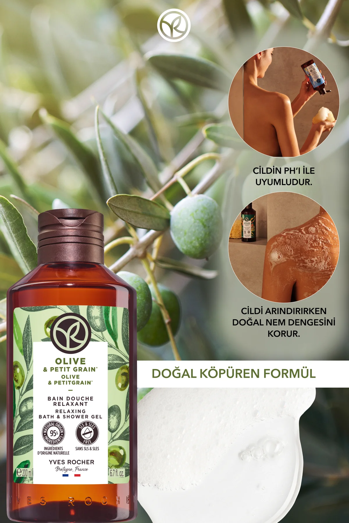 Duş Jeli - Nemlendirici Ferahlatıcı Zeytin Turunç -SLS,SLES İçerm