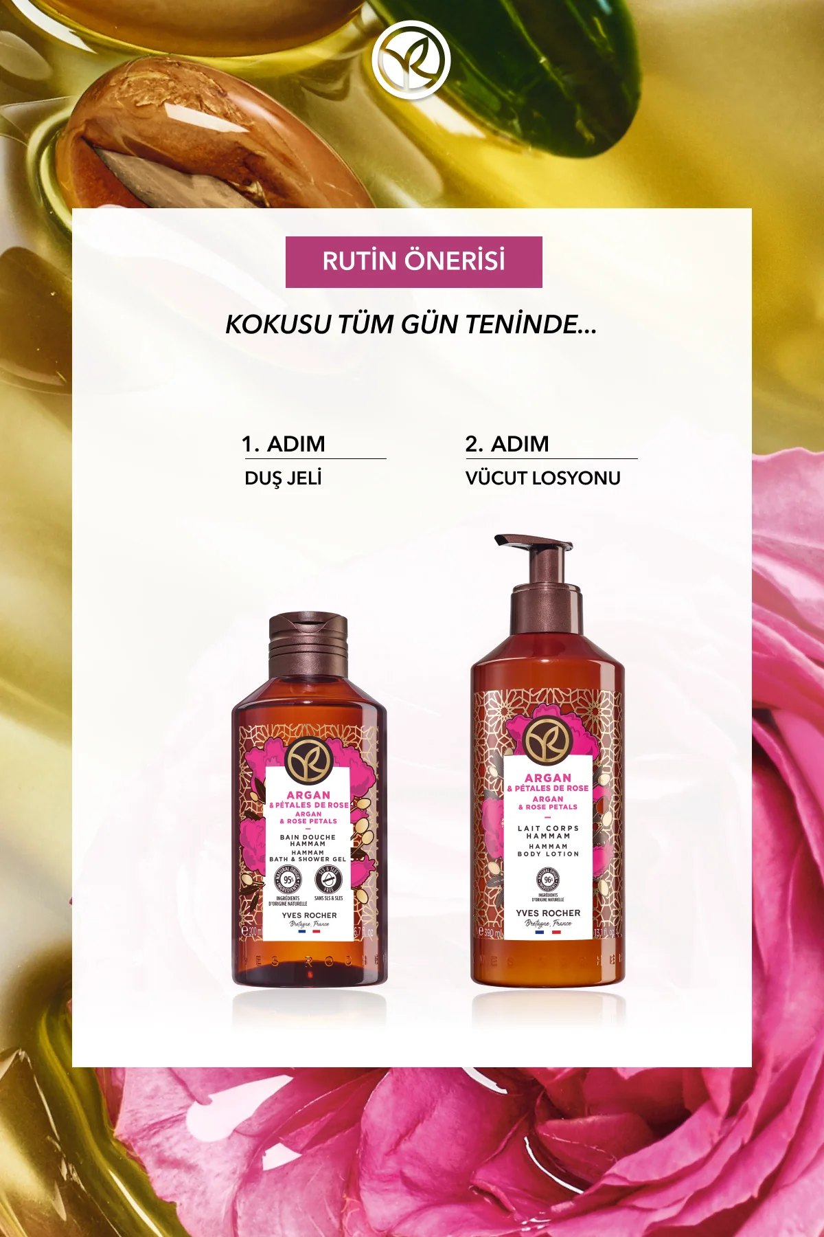 Duş Jeli - Nemlendirici Oryantal Argan ve Gül - SLS,SLES İçermez,