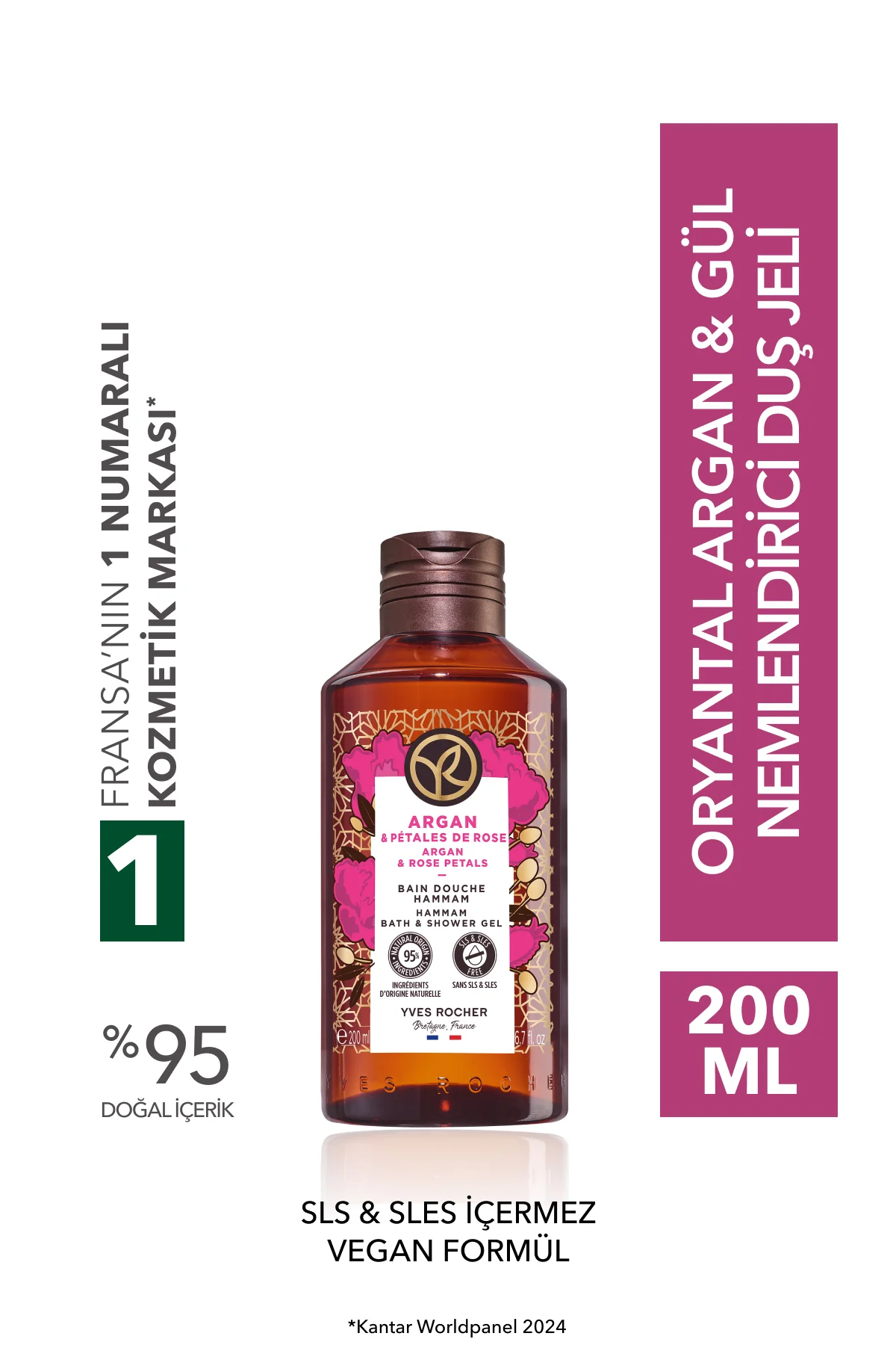 Duş Jeli - Nemlendirici Oryantal Argan ve Gül - SLS,SLES İçermez,