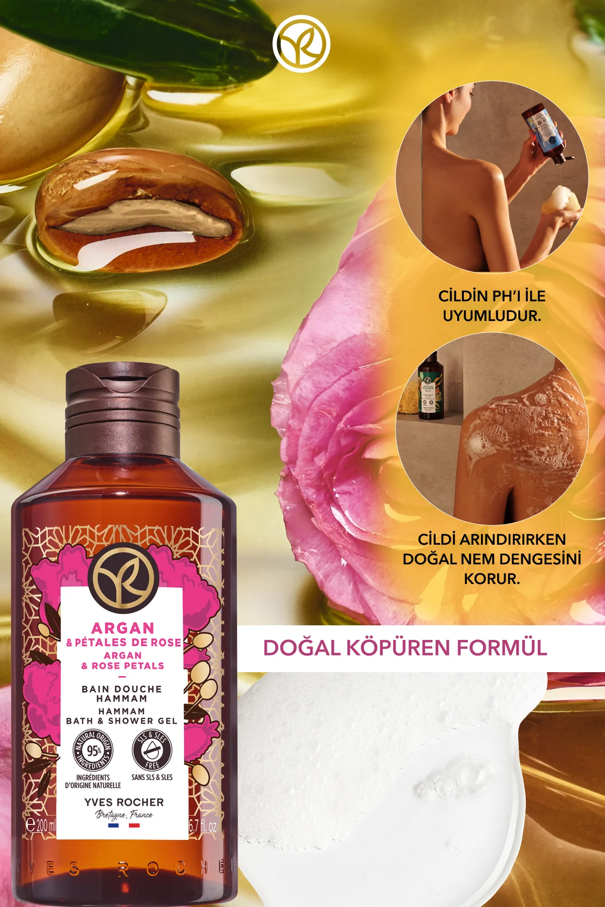 Duş Jeli - Nemlendirici Oryantal Argan ve Gül - SLS,SLES İçermez,