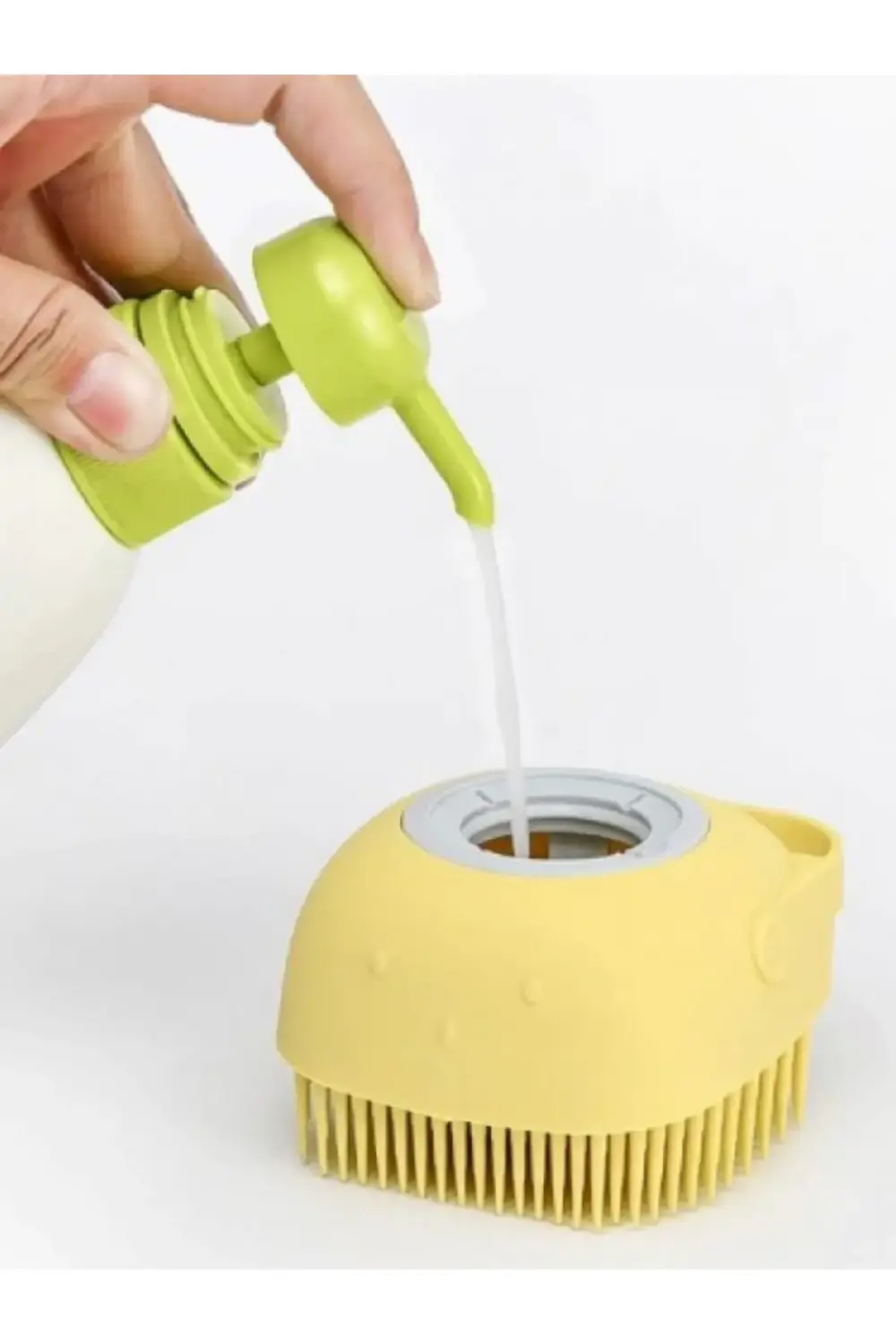 Duş Jeli Ve Şampuan Hazneli Silikon Fırça Kese Masaj Fonksiyonlu