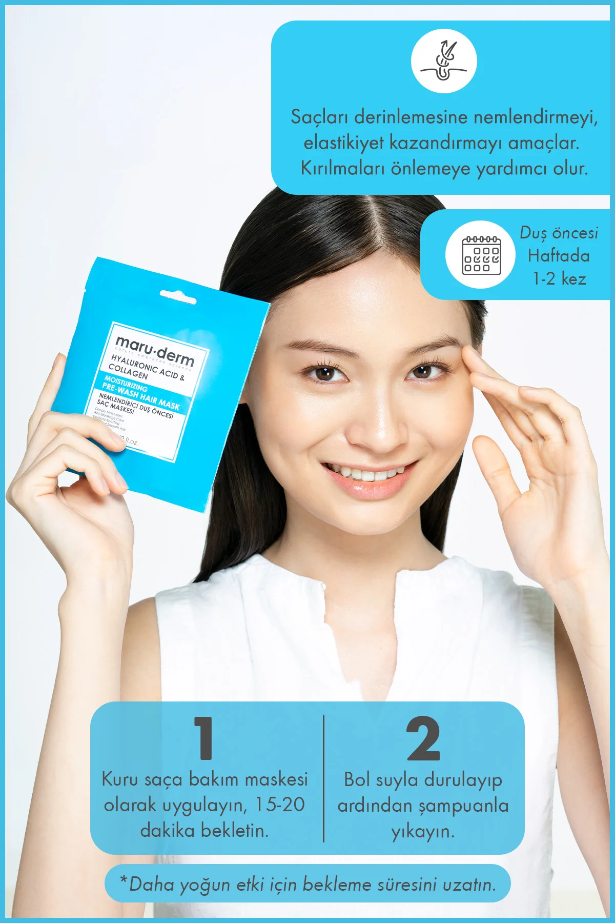 Duş Öncesi Saç Maskesi - Hyalüronik Asit & Kolajen Nemlendirici D