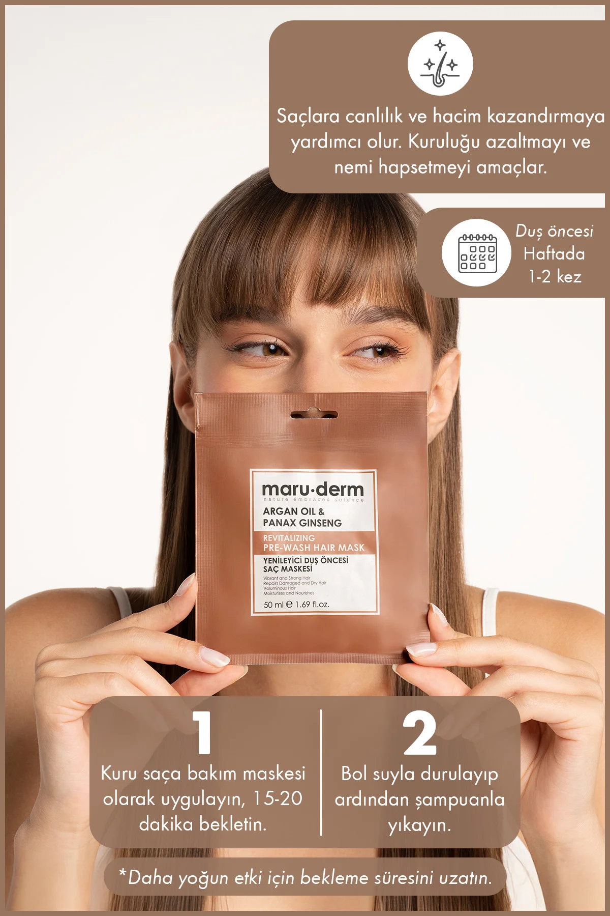 Duş Öncesi Saç Maskesi - Argan Yağı & Asya Ginsengi Yenileyici Du