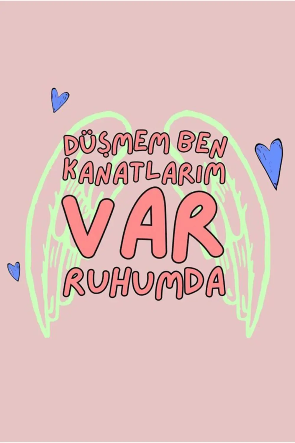 Düşmem Ben Kanatlarım Var Ruhumda Yazılı Retro Ahşap Poster